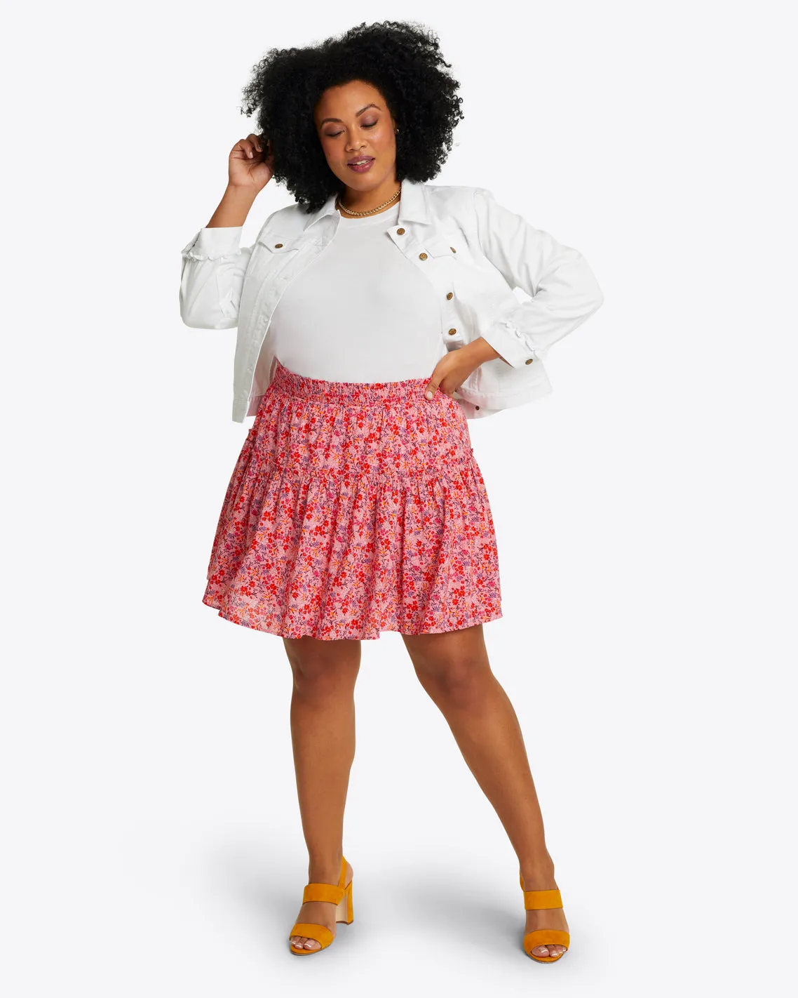 Pull On Mini Skirt in blue aster