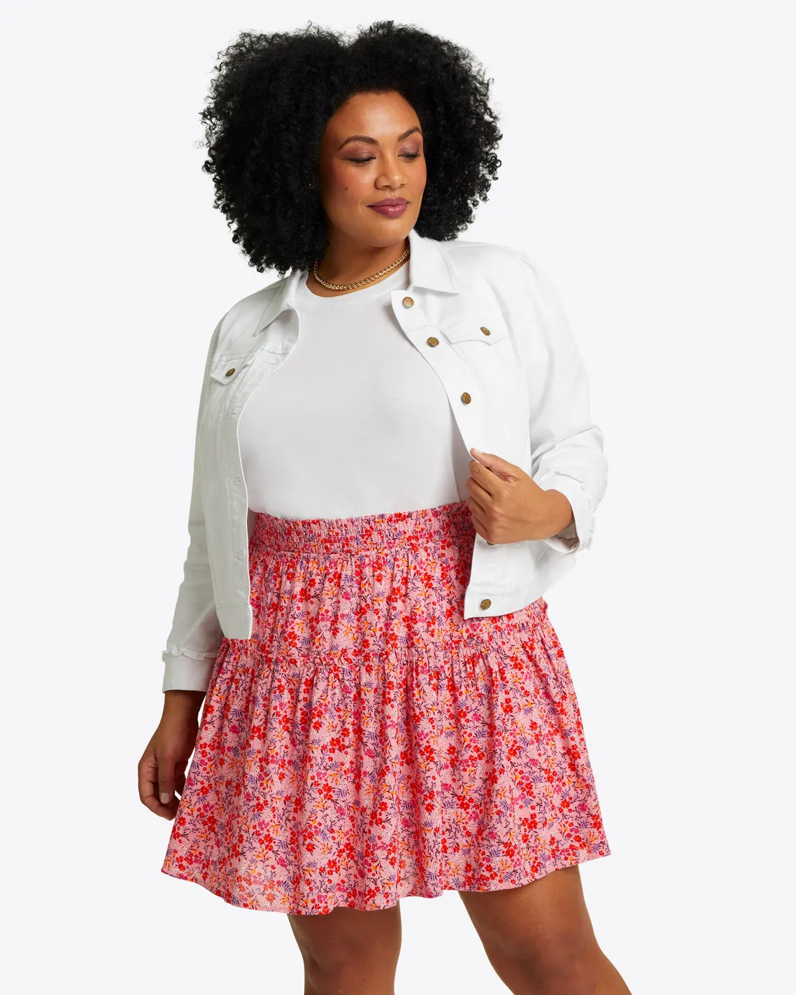 Pull On Mini Skirt in blue aster