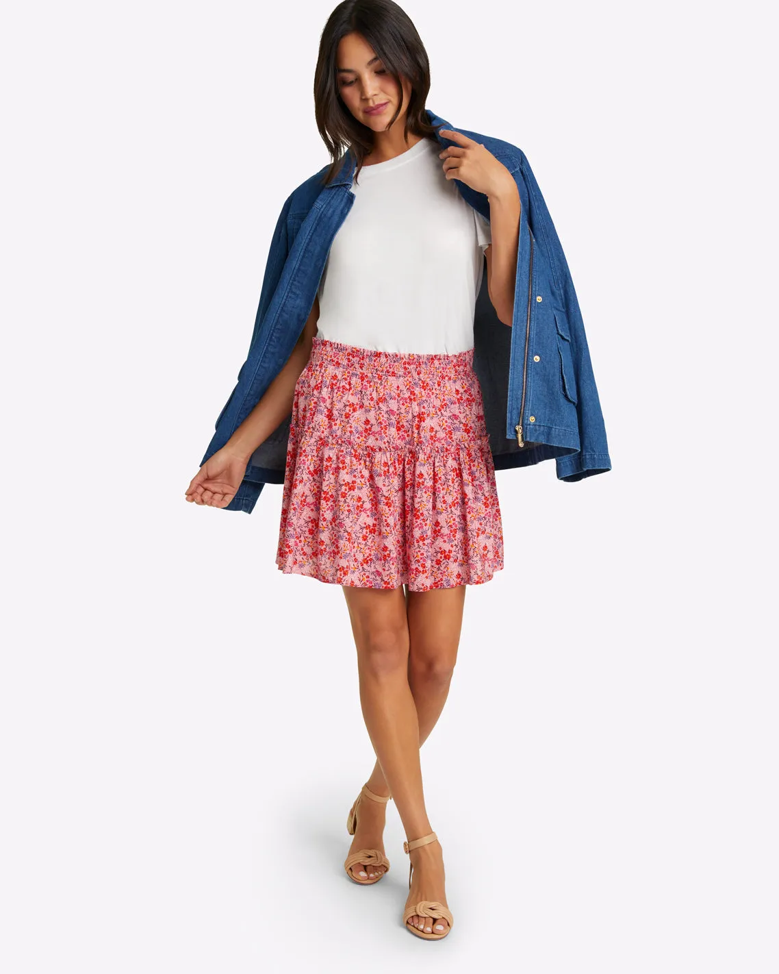 Pull On Mini Skirt in blue aster