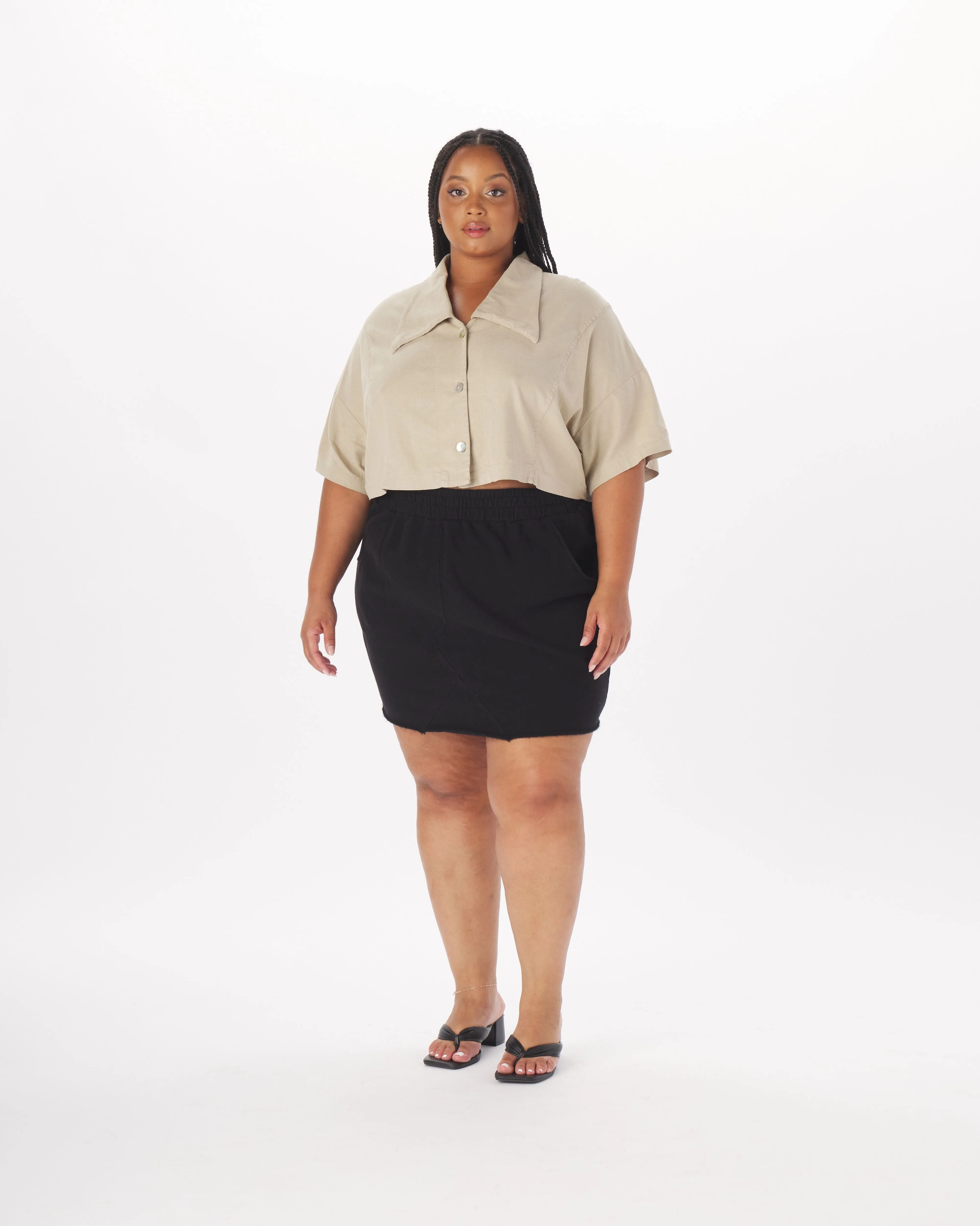 "Amanda" French Terry Sweat Skirt in Black