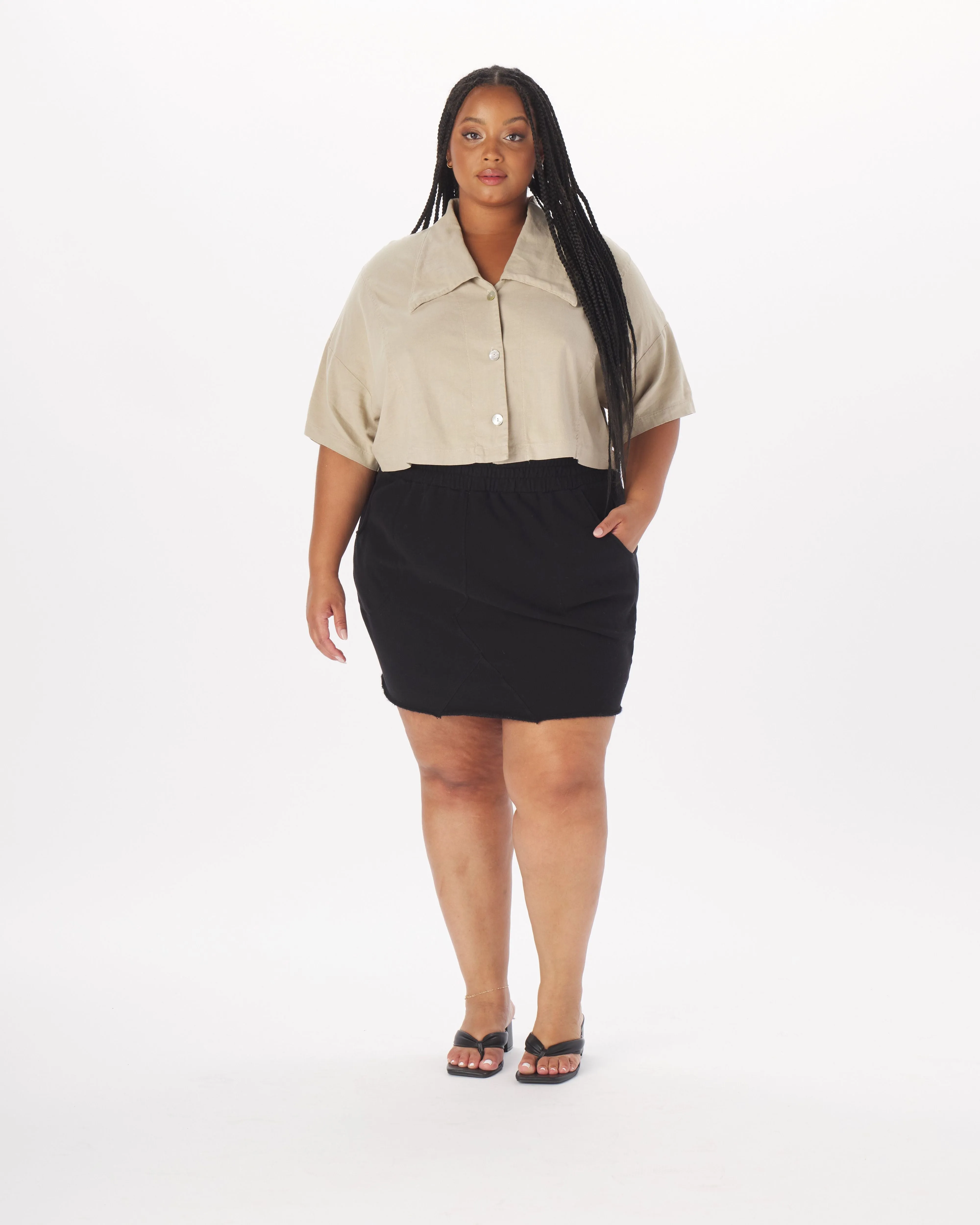 "Amanda" French Terry Sweat Skirt in Black