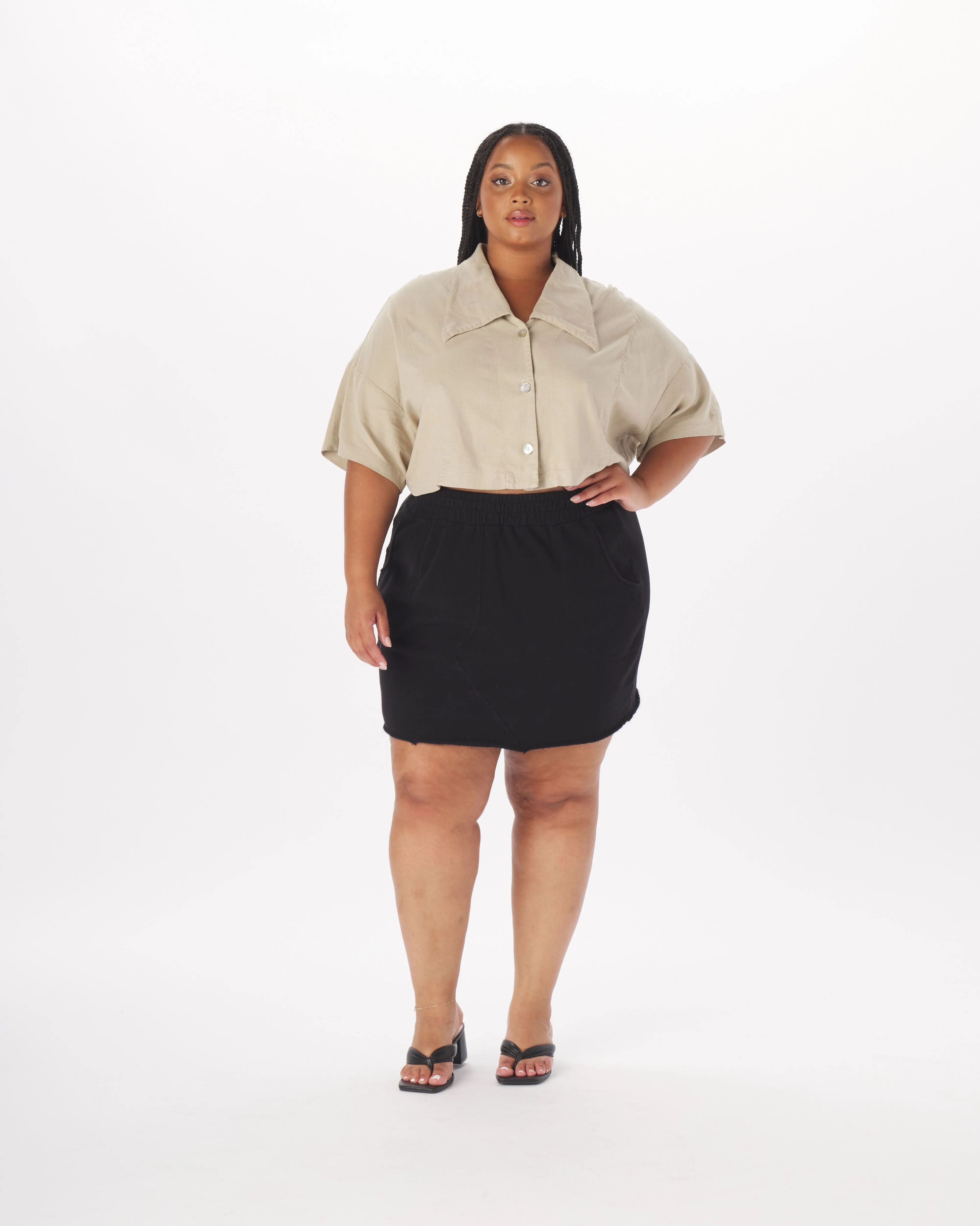 "Amanda" French Terry Sweat Skirt in Black