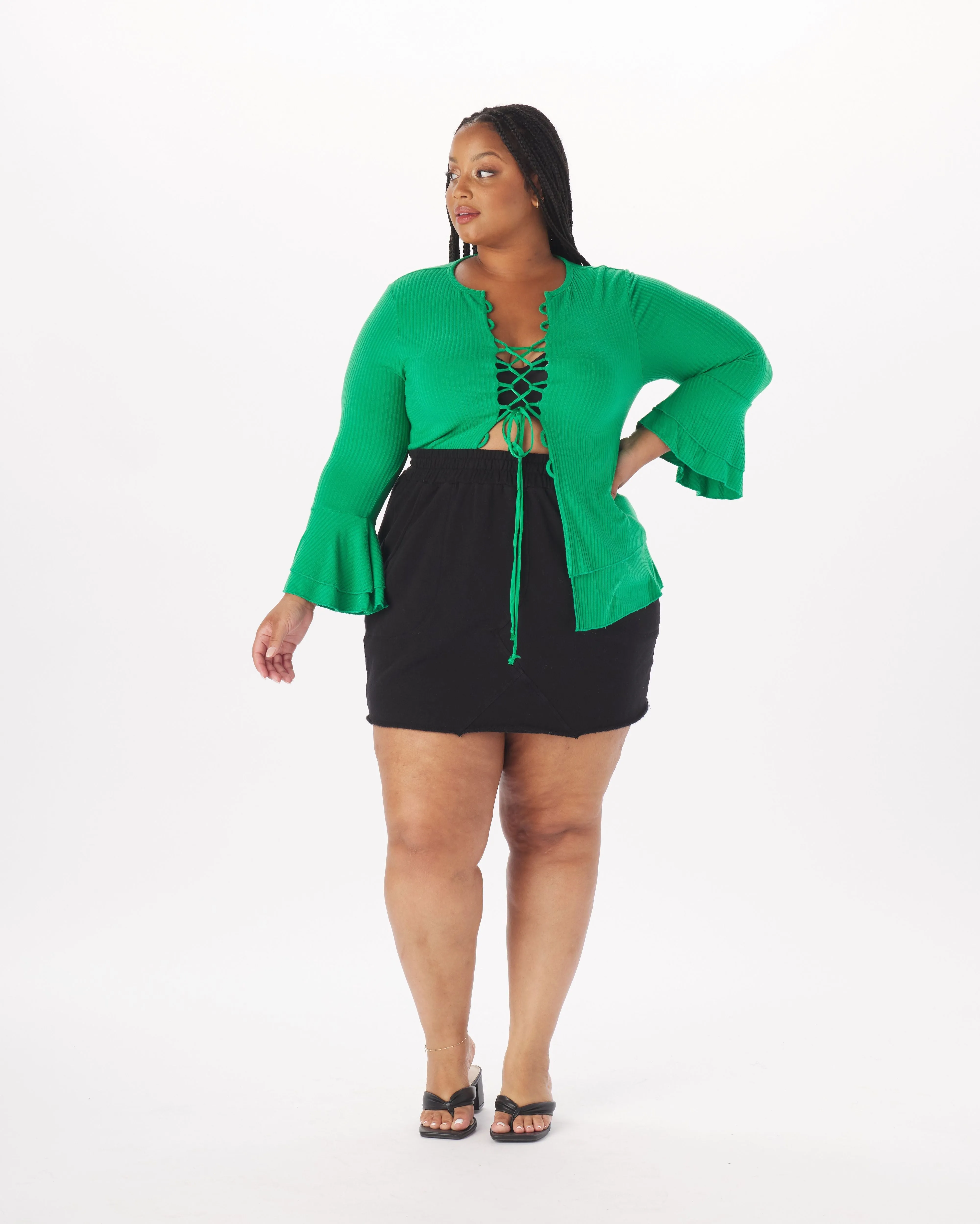 "Amanda" French Terry Sweat Skirt in Black