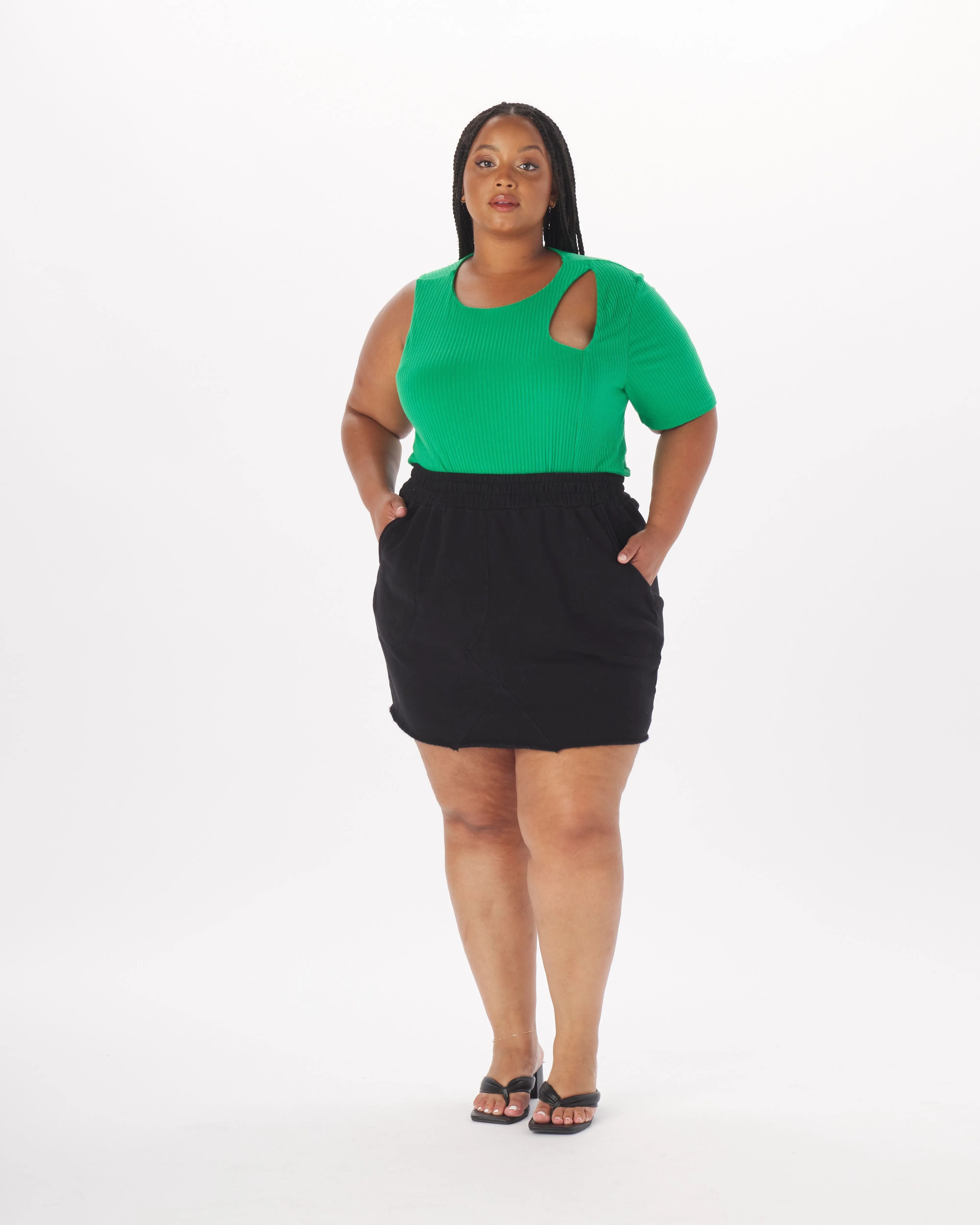 "Amanda" French Terry Sweat Skirt in Black