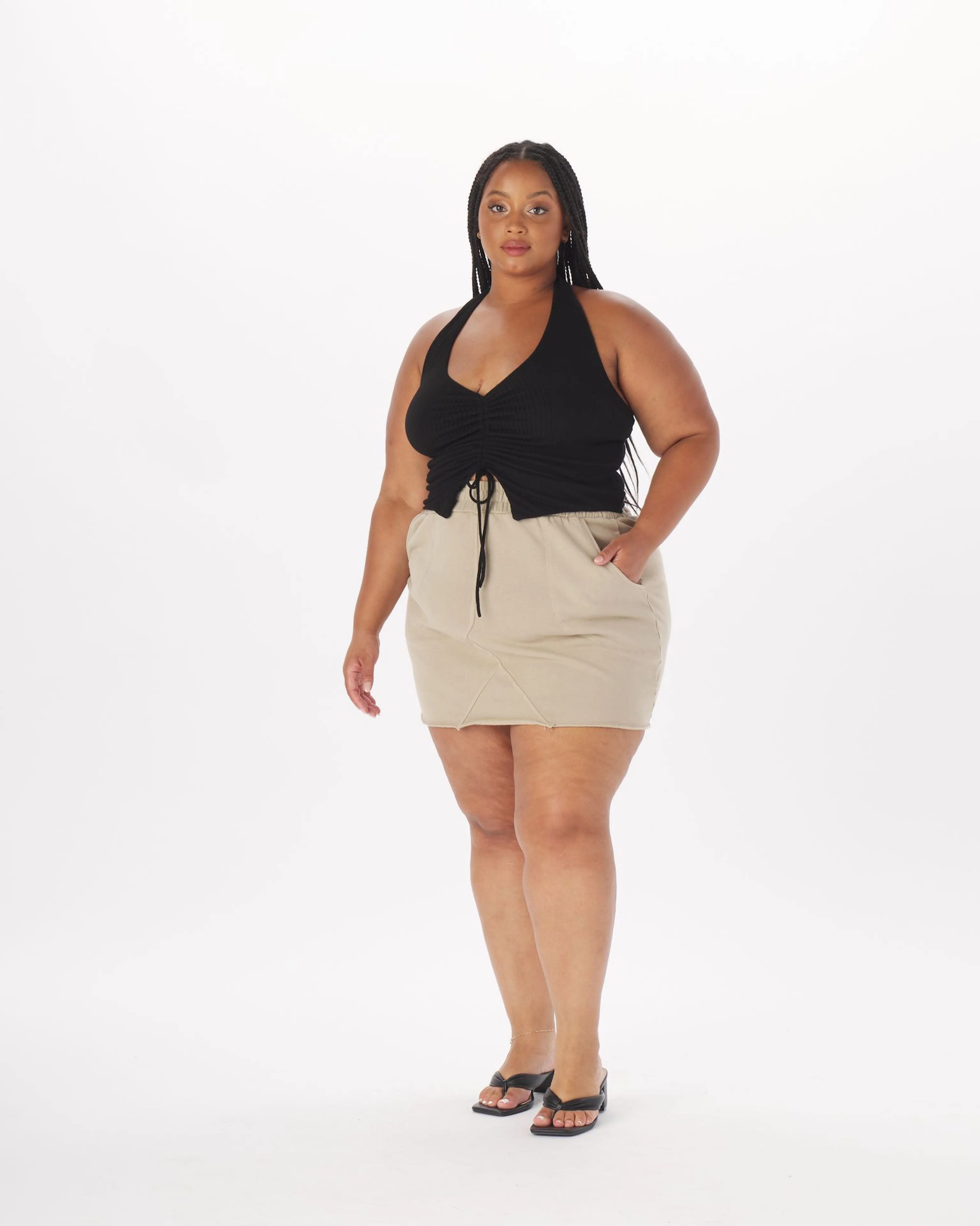 "Amanda" French Terry Sweat Skirt in Taupe