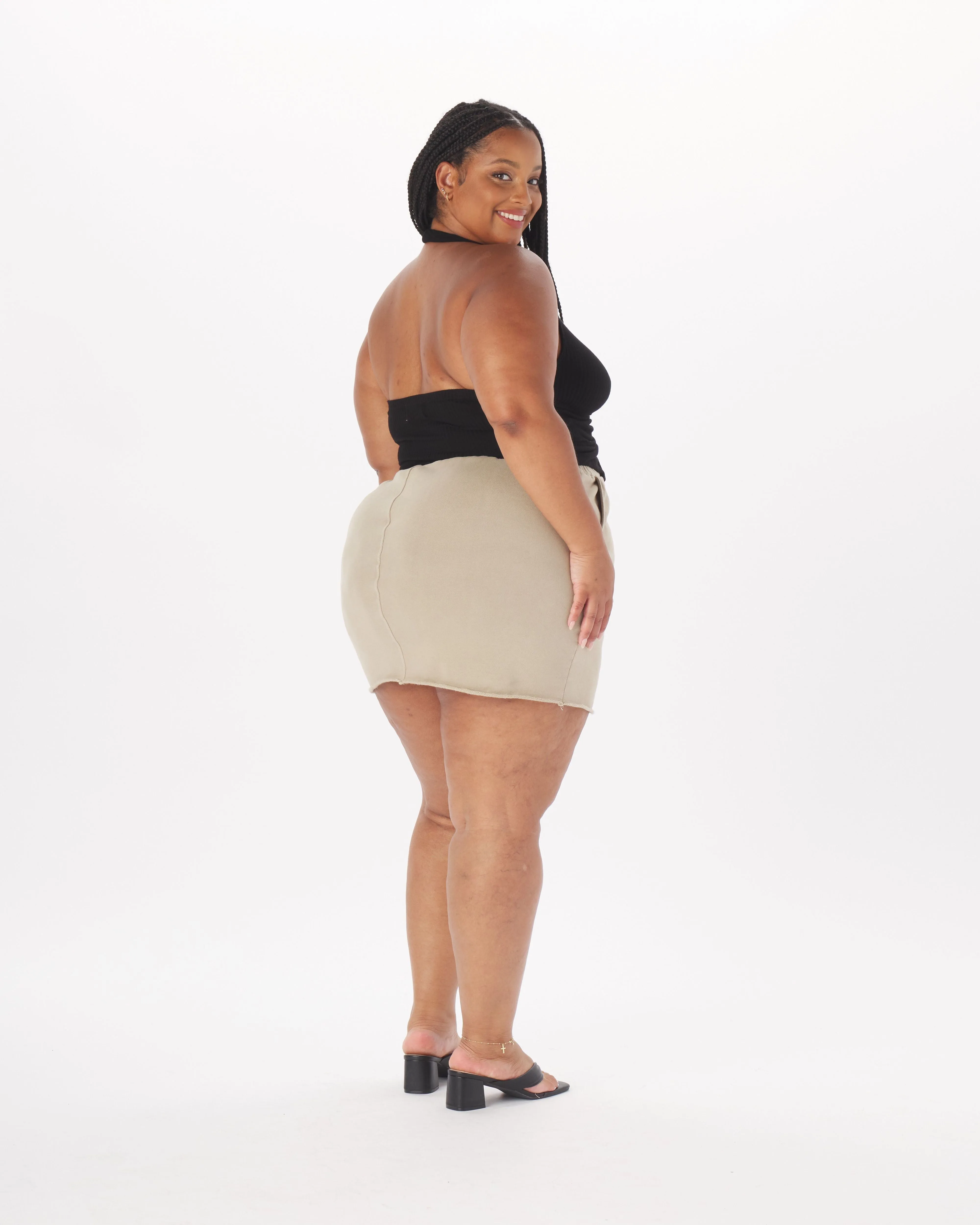 "Amanda" French Terry Sweat Skirt in Taupe
