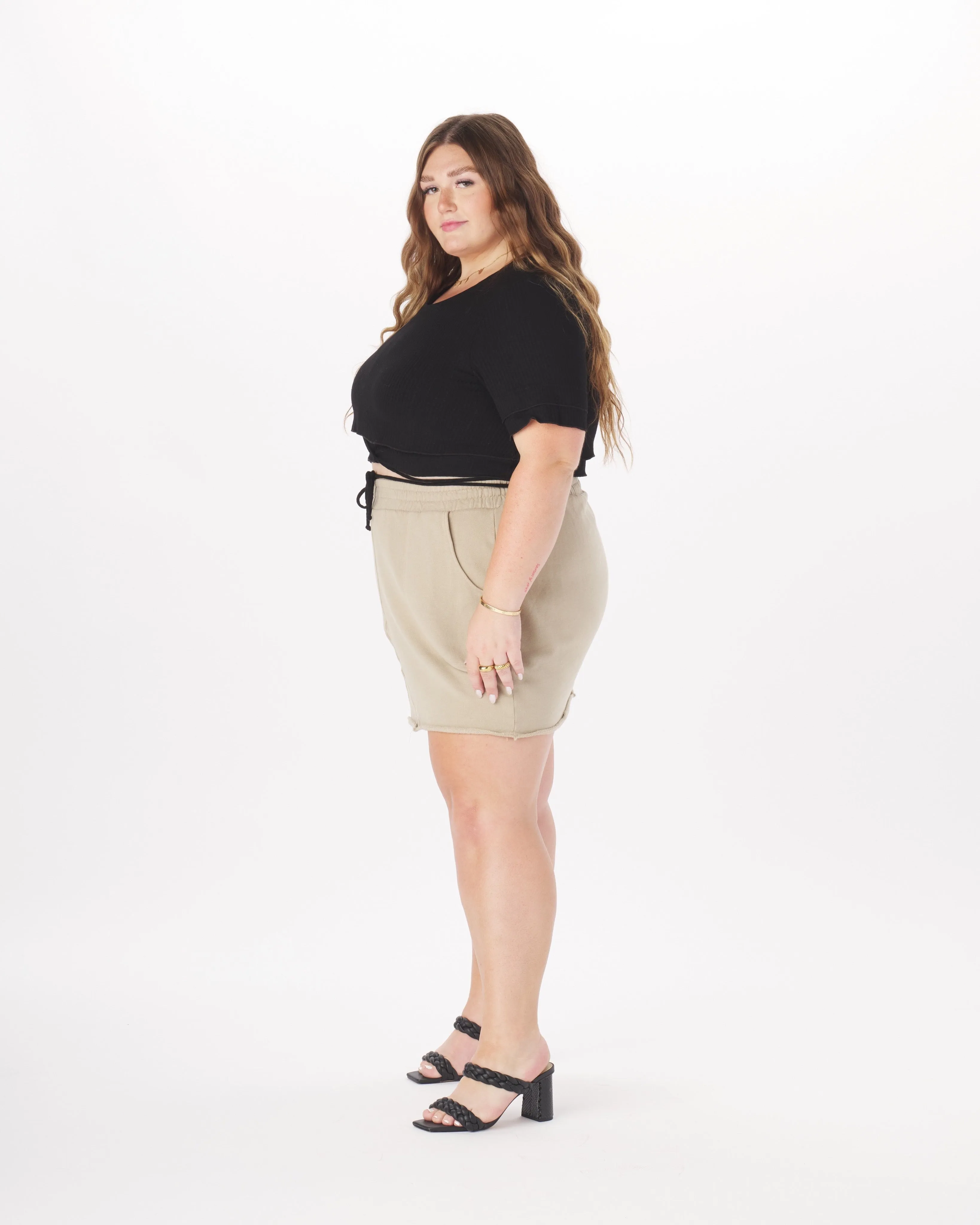 "Amanda" French Terry Sweat Skirt in Taupe