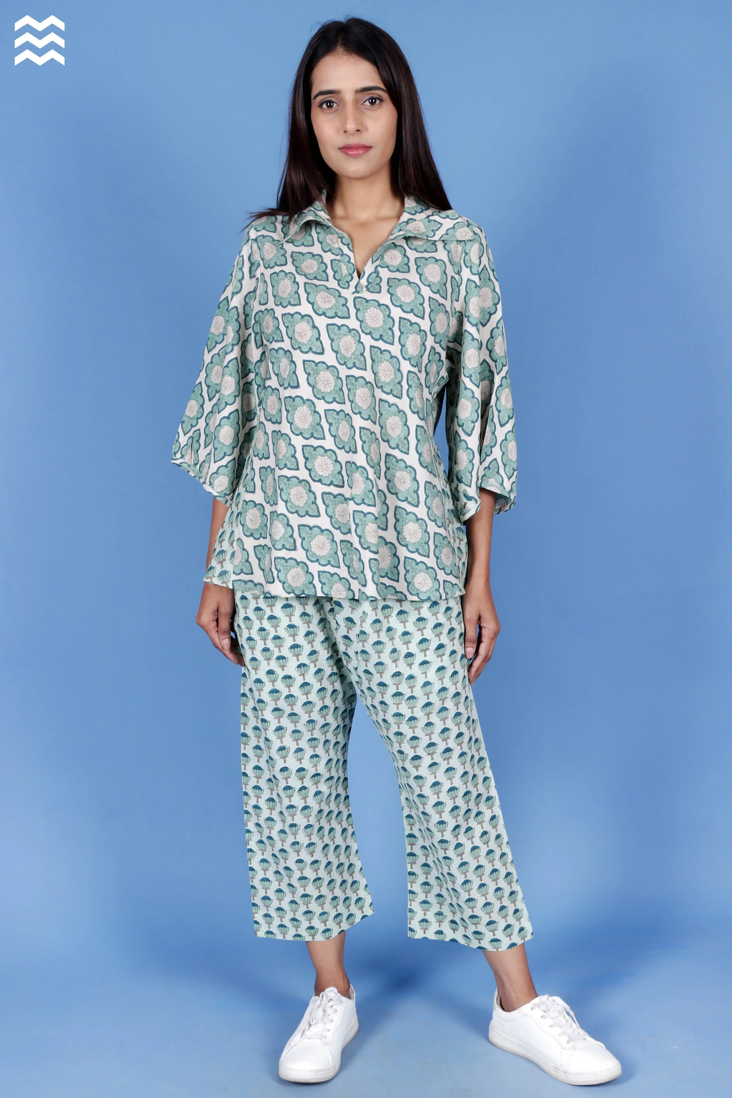 Rayon Skirt Top in Block Print