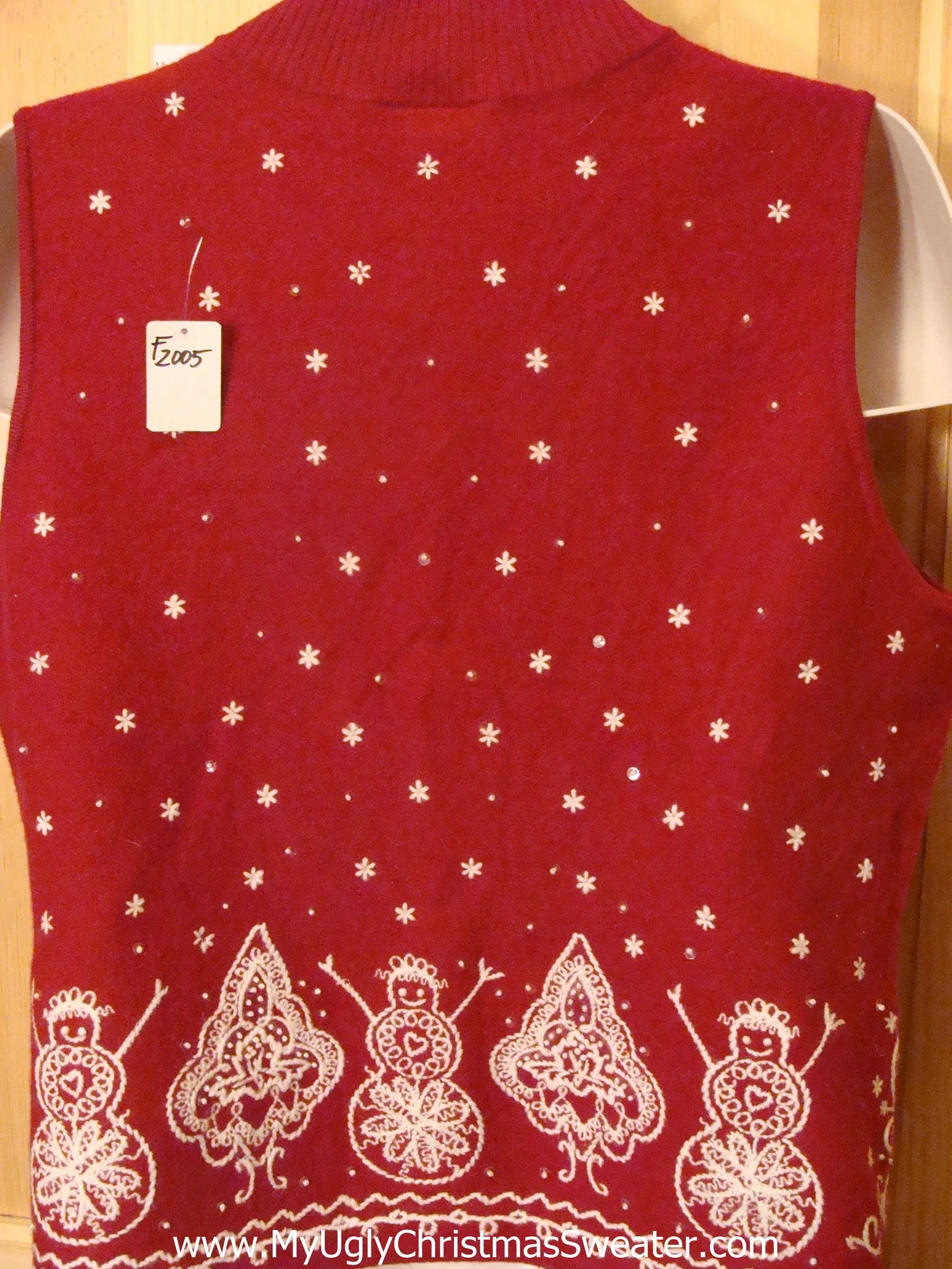 Red Ugly Christmas Sweater Two Sided Snowmen