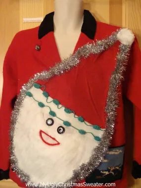 Red Wacky Santa Ugly Christmas Sweater