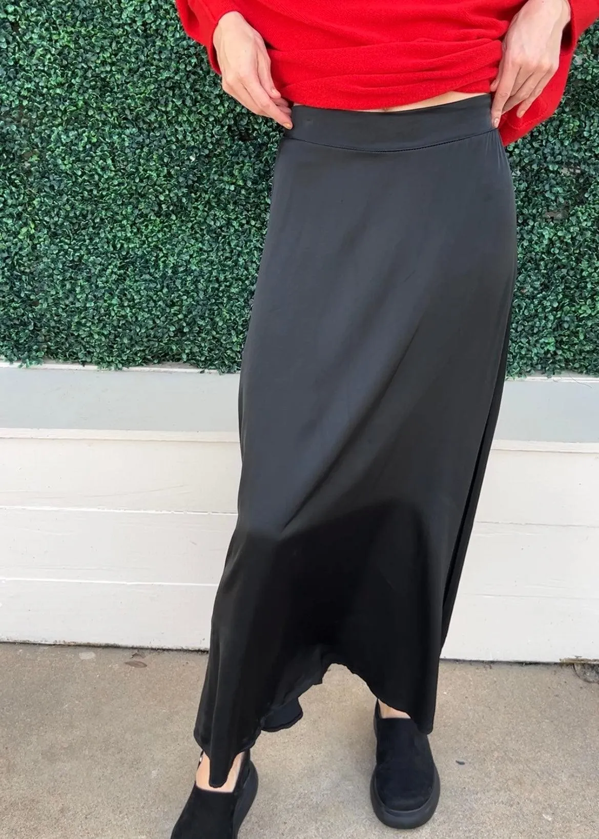 Satin Elastic Waist Maxi Skirt