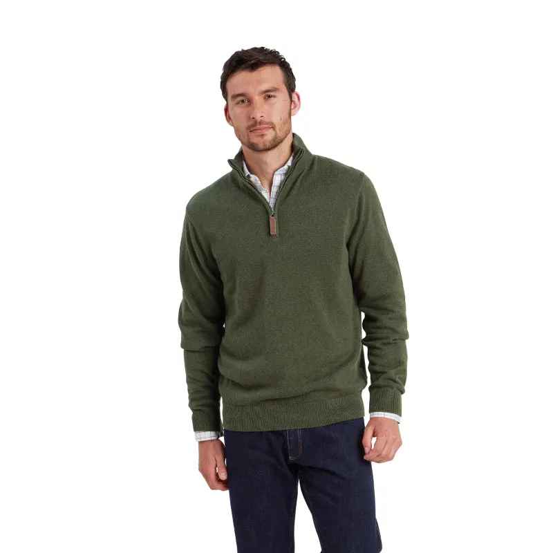 Schoffel Lewis Lambswool 1/4 Zip Mens Jumper - Woodland