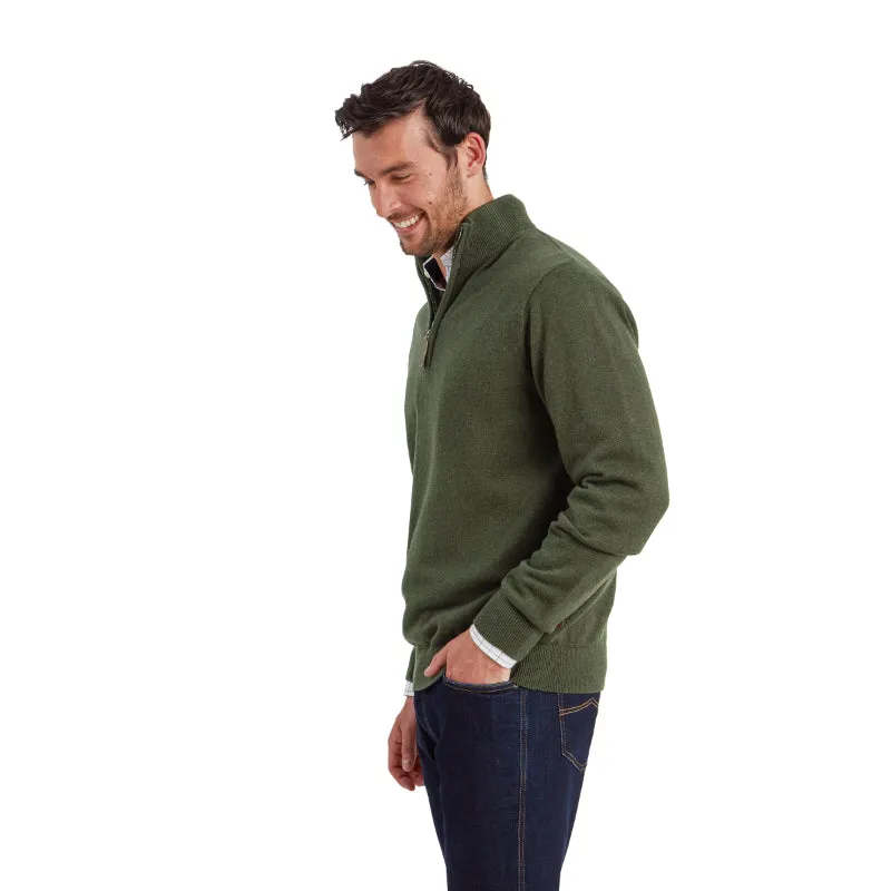 Schoffel Lewis Lambswool 1/4 Zip Mens Jumper - Woodland