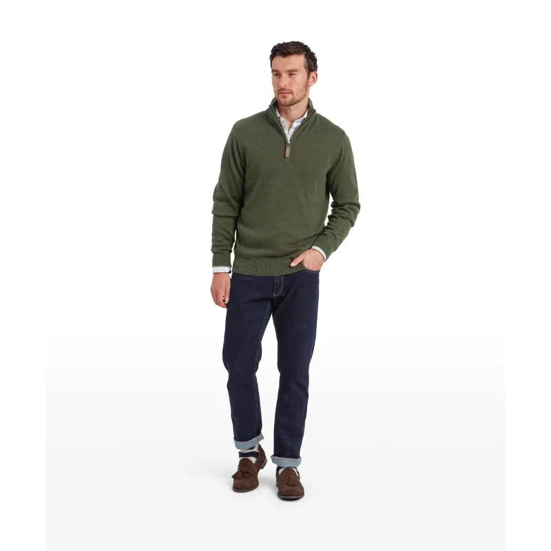Schoffel Lewis Lambswool 1/4 Zip Mens Jumper - Woodland