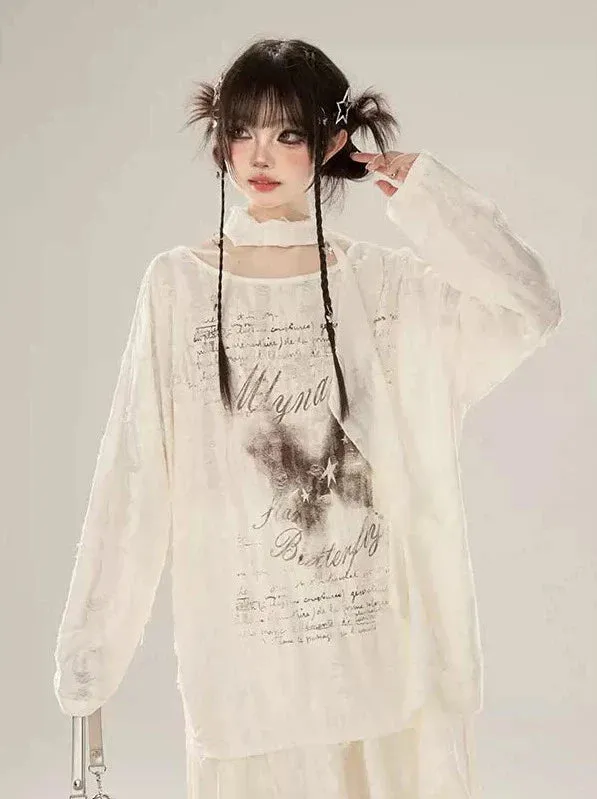Skirt Butterfly Suit Blouse Style Waystrand Print   Top Swing