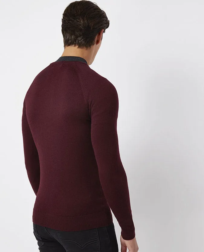 Slim Fit Merino Wool Blend Full-Zip Sweater