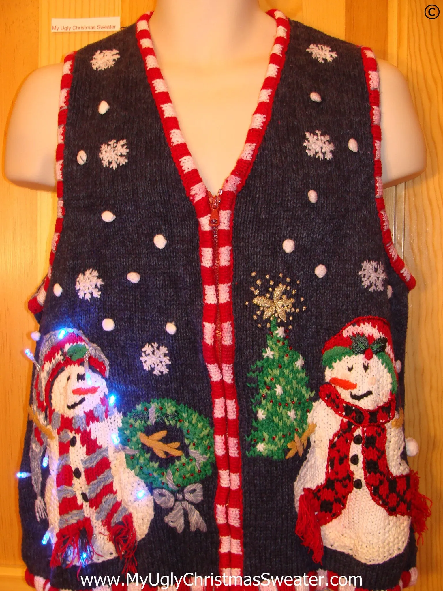 Snowman Christmas Sweater Vest with Lights (g267)