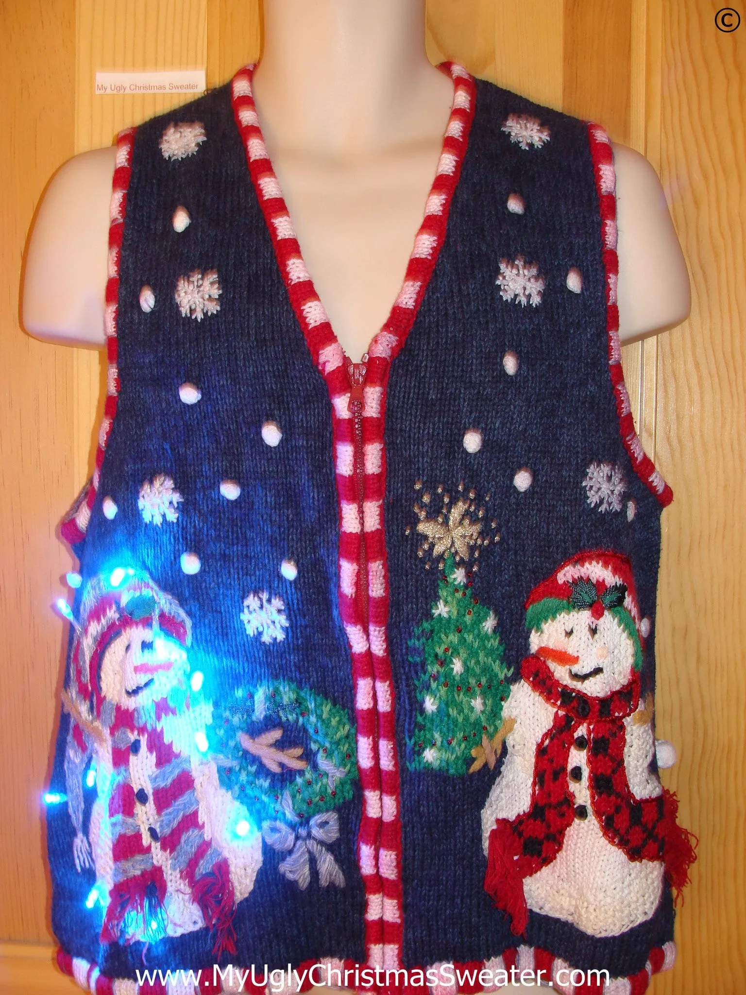 Snowman Christmas Sweater Vest with Lights (g267)