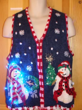 Snowman Christmas Sweater Vest with Lights (g267)