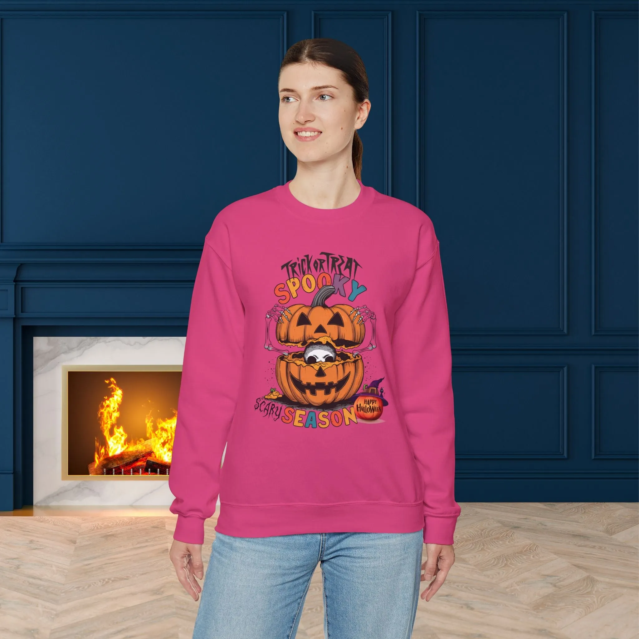 Spooky Scary Season Sweatshirt, Happy Halloween Sweatshirt - Unisex Heavy Blend Crewneck, Halloween Sweatshirt, Cute Spooky Ghost sweatshirt.
