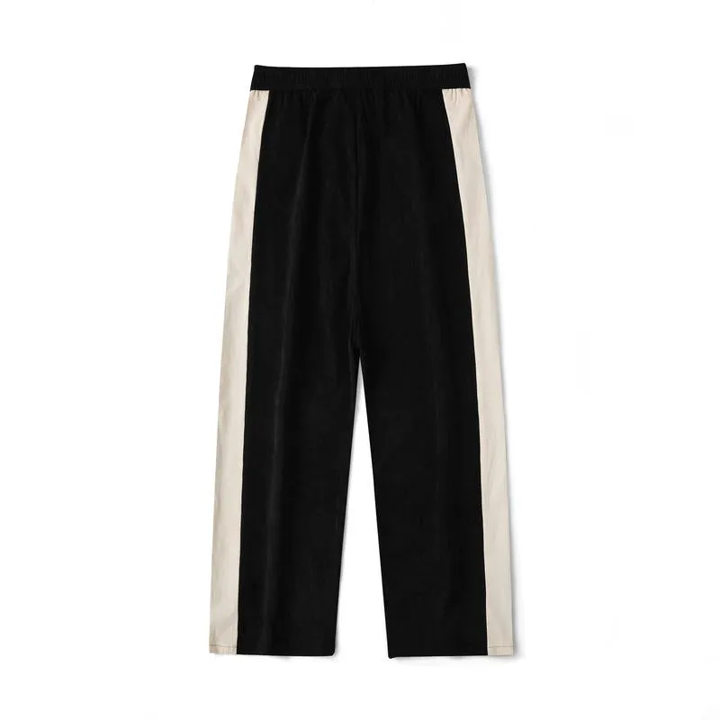 Sport Versatile Straight Corduroy Elastic Waist Loose Fit Sweatpant