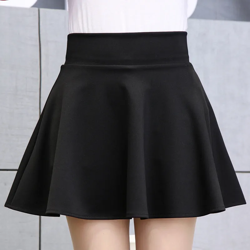 Summer Skirt High Waist Slim Look A-Line All-Matching Elastic Little Black Dress Women Culottes Skirt
