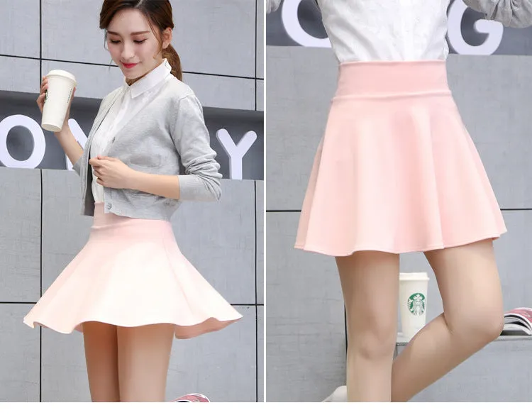 Summer Skirt High Waist Slim Look A-Line All-Matching Elastic Little Black Dress Women Culottes Skirt