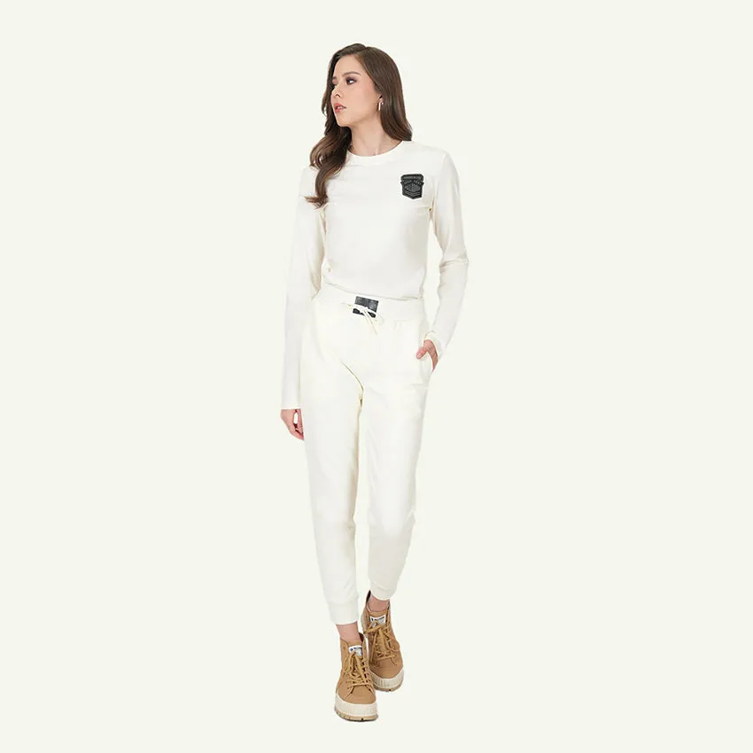 SWEAT PANTS SIDE LOGO PRINT WOMEN'S PANTS -   STAR WHITE