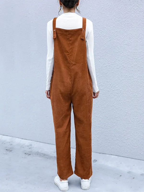 TEEK - Brown Corduroy Pants Loose Overalls