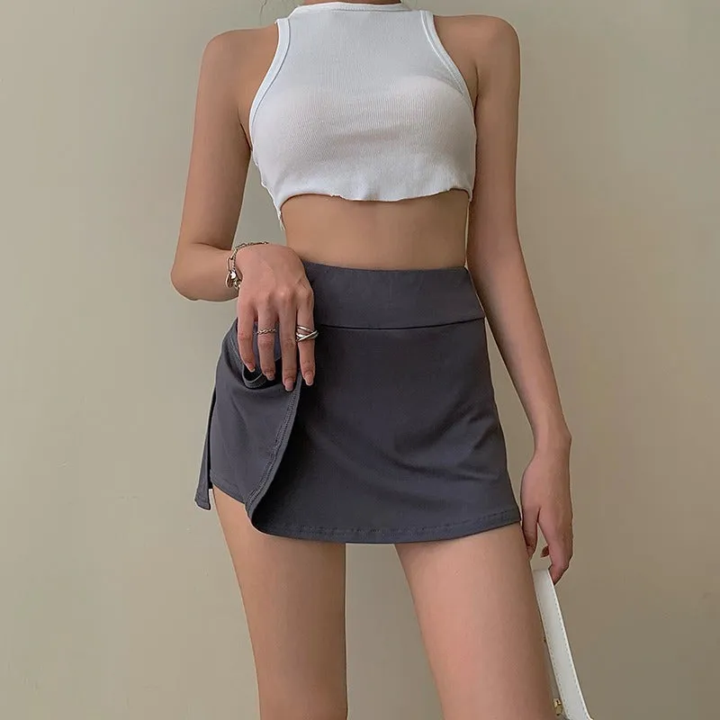 Tennis Skirt Women High Waist Sexy Girl Tight Bag Hip Short Skirt Summer Sports Culottes split A-line Mini skirt Y2K