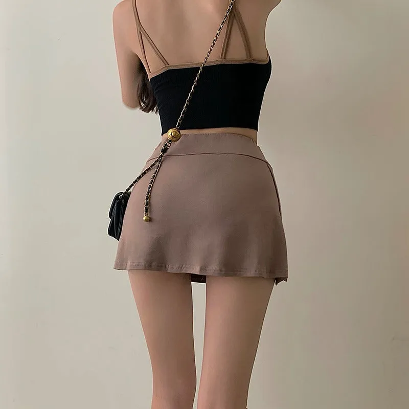 Tennis Skirt Women High Waist Sexy Girl Tight Bag Hip Short Skirt Summer Sports Culottes split A-line Mini skirt Y2K