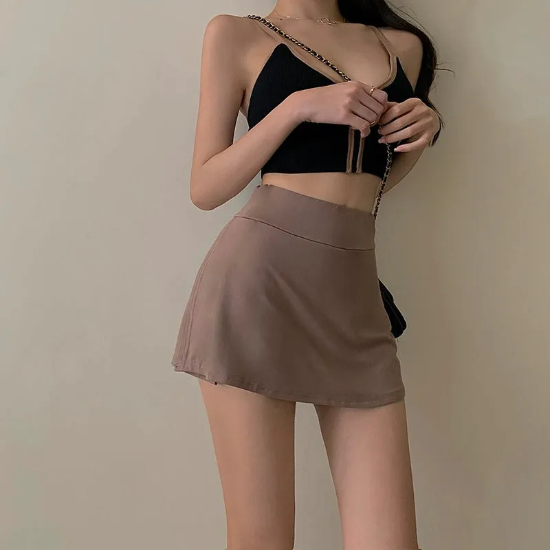 Tennis Skirt Women High Waist Sexy Girl Tight Bag Hip Short Skirt Summer Sports Culottes split A-line Mini skirt Y2K