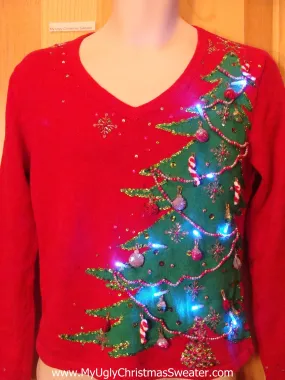Tilty Tree Light Up Ugly Christmas Sweater