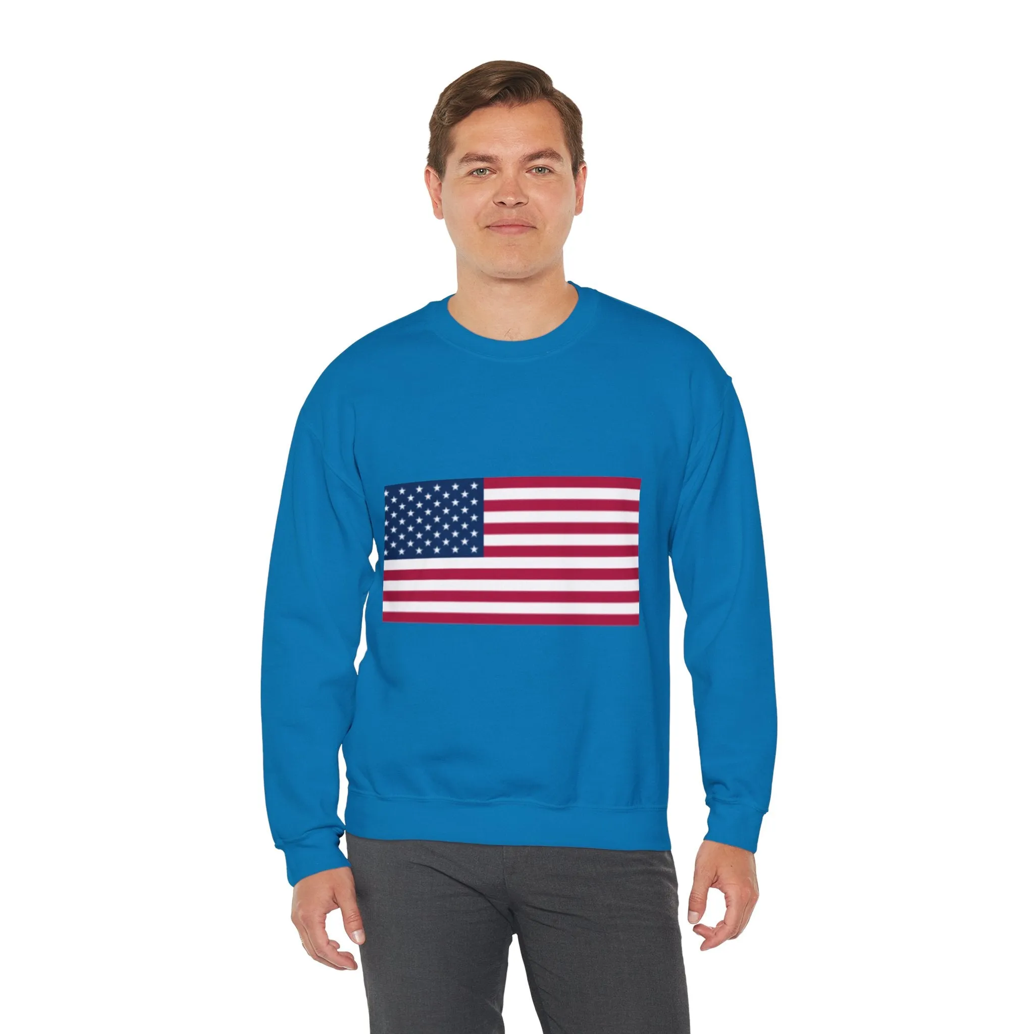 USA Flag Unisex Sweatshirt, Patriotic Crewneck Jumper, Fourth of July Memorial Day Veteran Gift, America Pullover