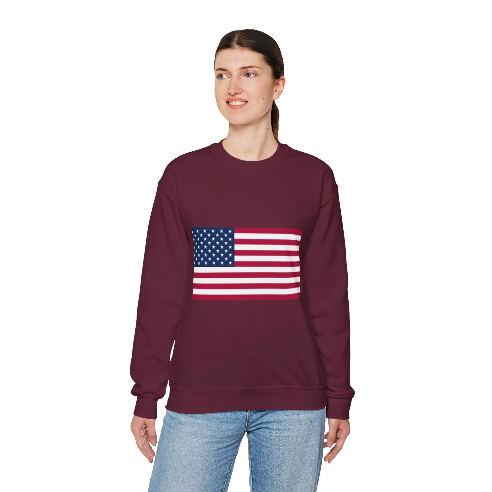 USA Flag Unisex Sweatshirt, Patriotic Crewneck Jumper, Fourth of July Memorial Day Veteran Gift, America Pullover