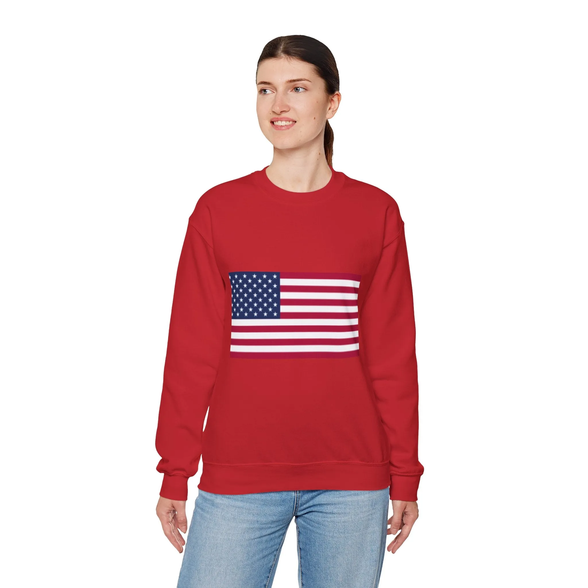 USA Flag Unisex Sweatshirt, Patriotic Crewneck Jumper, Fourth of July Memorial Day Veteran Gift, America Pullover