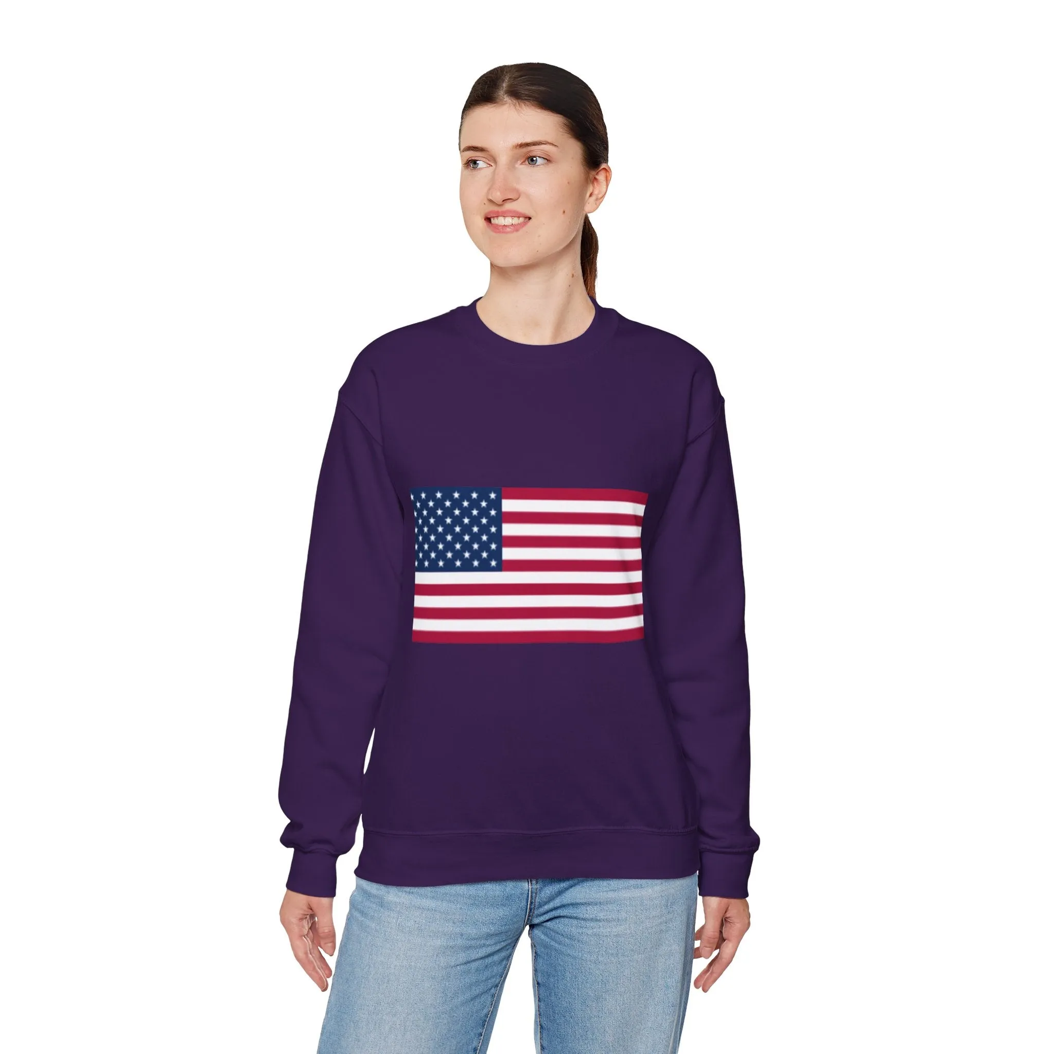 USA Flag Unisex Sweatshirt, Patriotic Crewneck Jumper, Fourth of July Memorial Day Veteran Gift, America Pullover