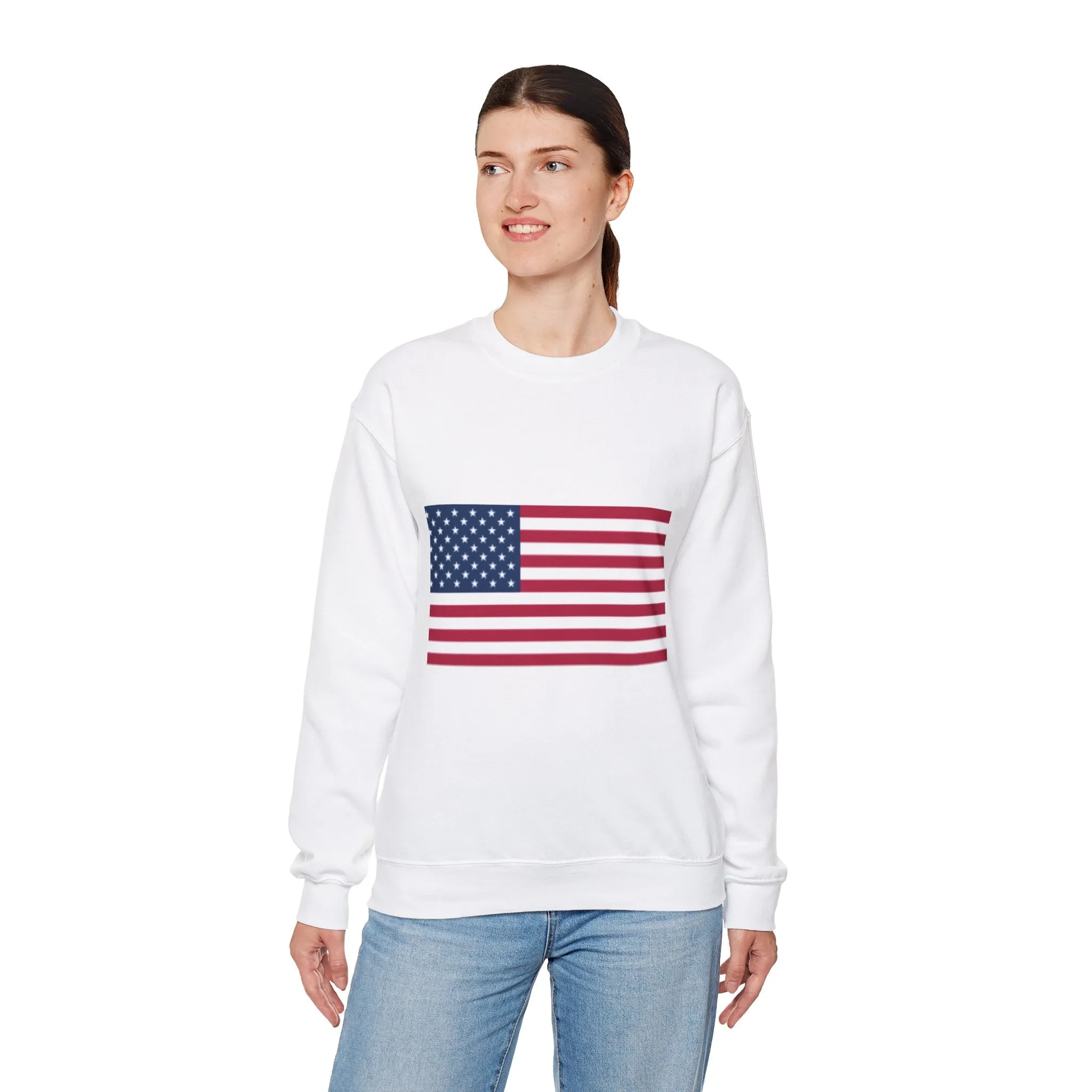 USA Flag Unisex Sweatshirt, Patriotic Crewneck Jumper, Fourth of July Memorial Day Veteran Gift, America Pullover