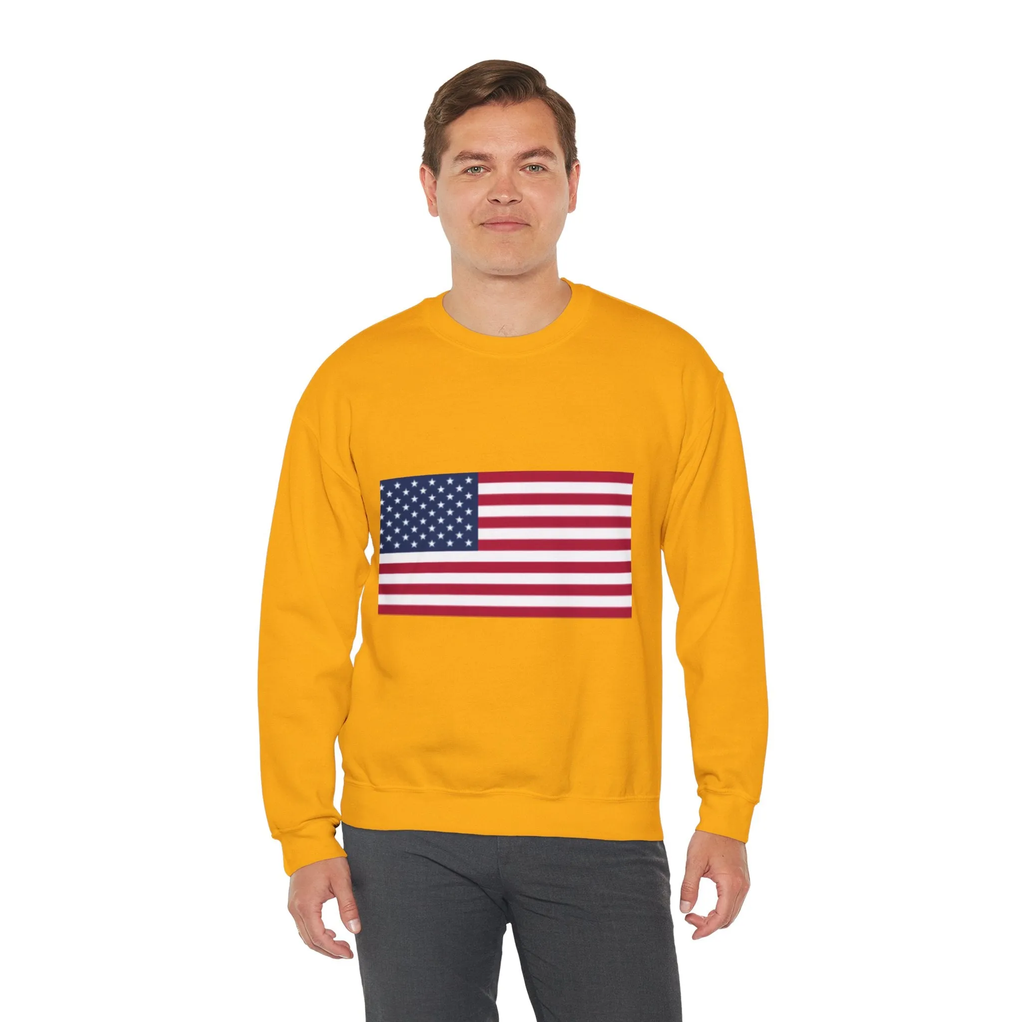 USA Flag Unisex Sweatshirt, Patriotic Crewneck Jumper, Fourth of July Memorial Day Veteran Gift, America Pullover