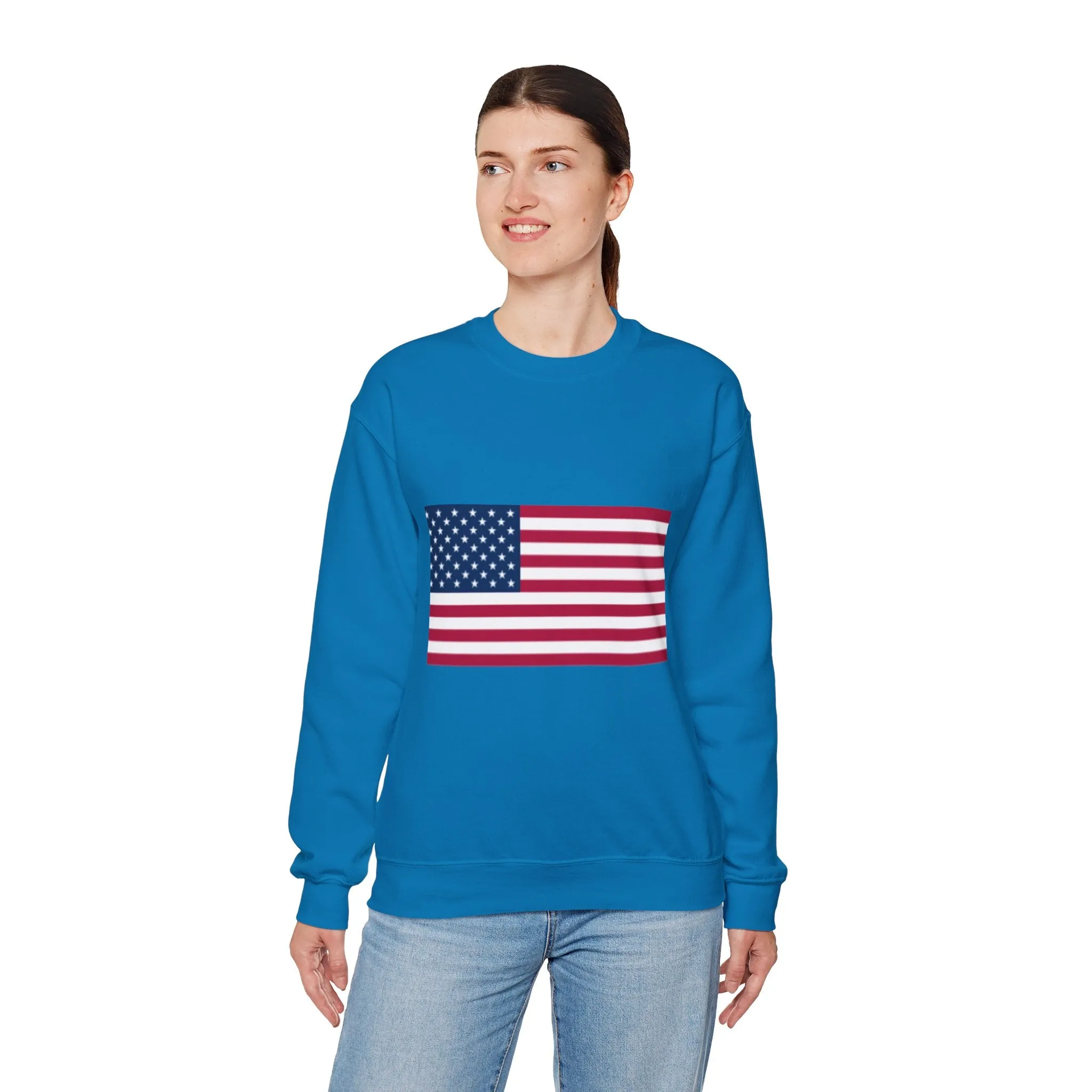 USA Flag Unisex Sweatshirt, Patriotic Crewneck Jumper, Fourth of July Memorial Day Veteran Gift, America Pullover