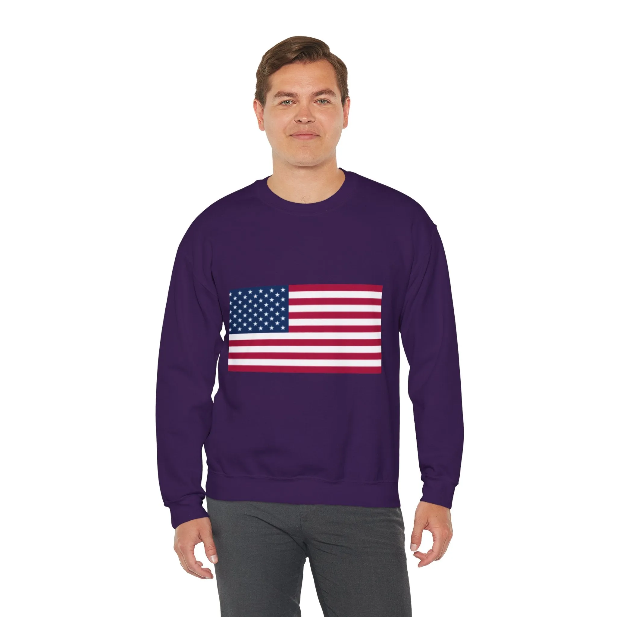 USA Flag Unisex Sweatshirt, Patriotic Crewneck Jumper, Fourth of July Memorial Day Veteran Gift, America Pullover