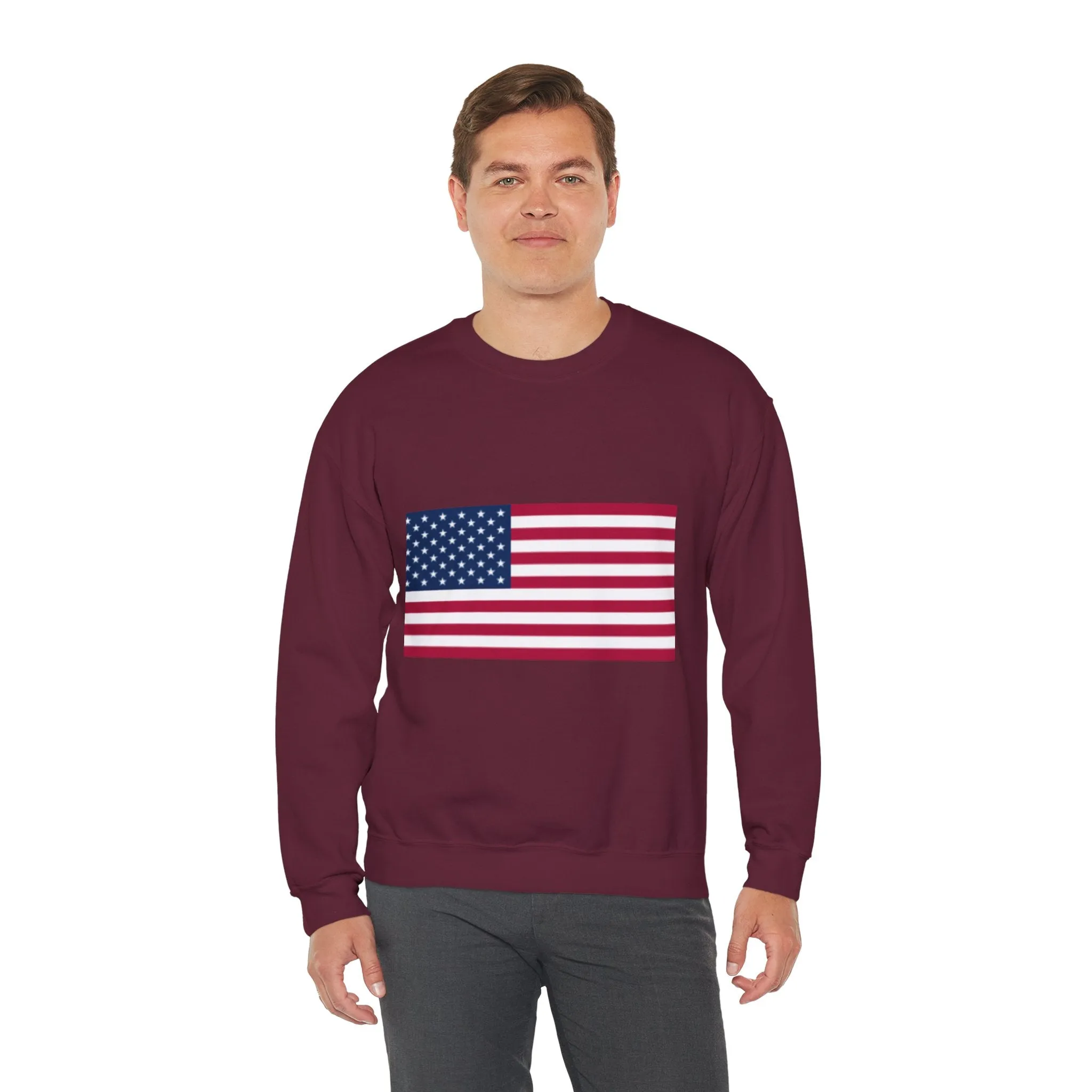 USA Flag Unisex Sweatshirt, Patriotic Crewneck Jumper, Fourth of July Memorial Day Veteran Gift, America Pullover