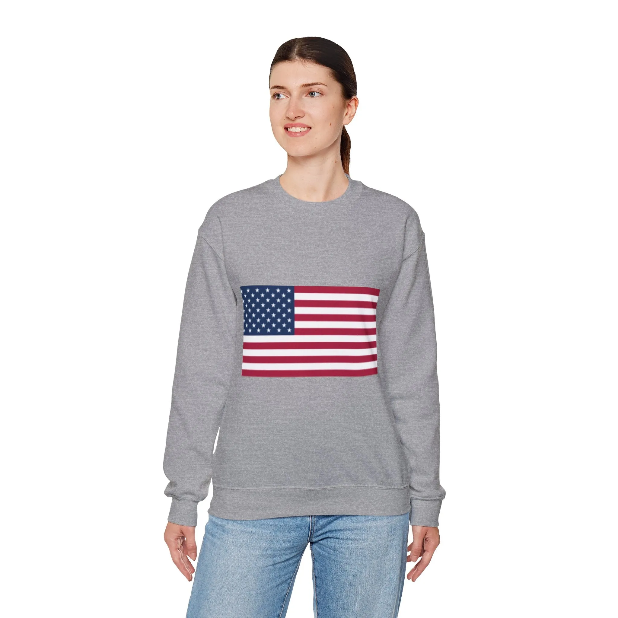 USA Flag Unisex Sweatshirt, Patriotic Crewneck Jumper, Fourth of July Memorial Day Veteran Gift, America Pullover