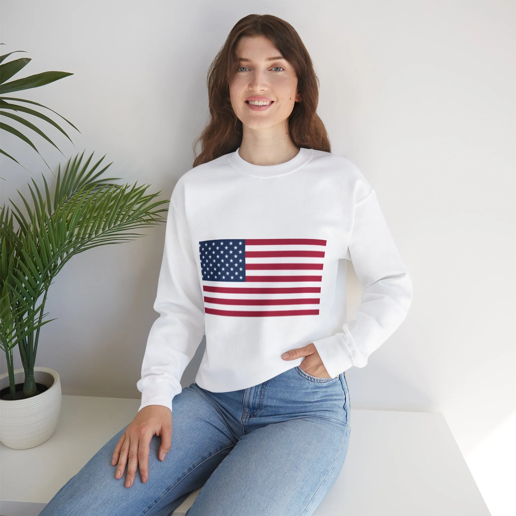 USA Flag Unisex Sweatshirt, Patriotic Crewneck Jumper, Fourth of July Memorial Day Veteran Gift, America Pullover