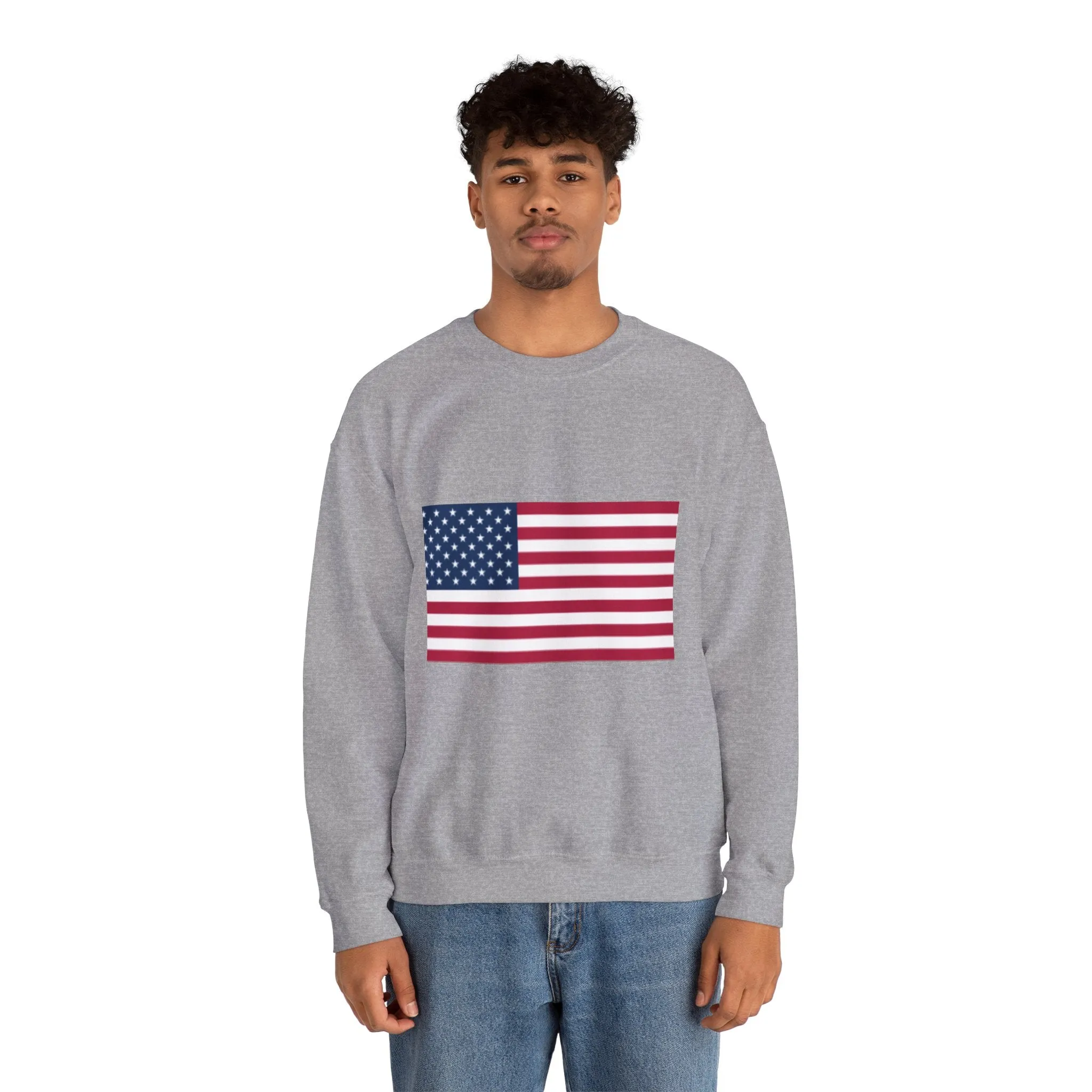 USA Flag Unisex Sweatshirt, Patriotic Crewneck Jumper, Fourth of July Memorial Day Veteran Gift, America Pullover