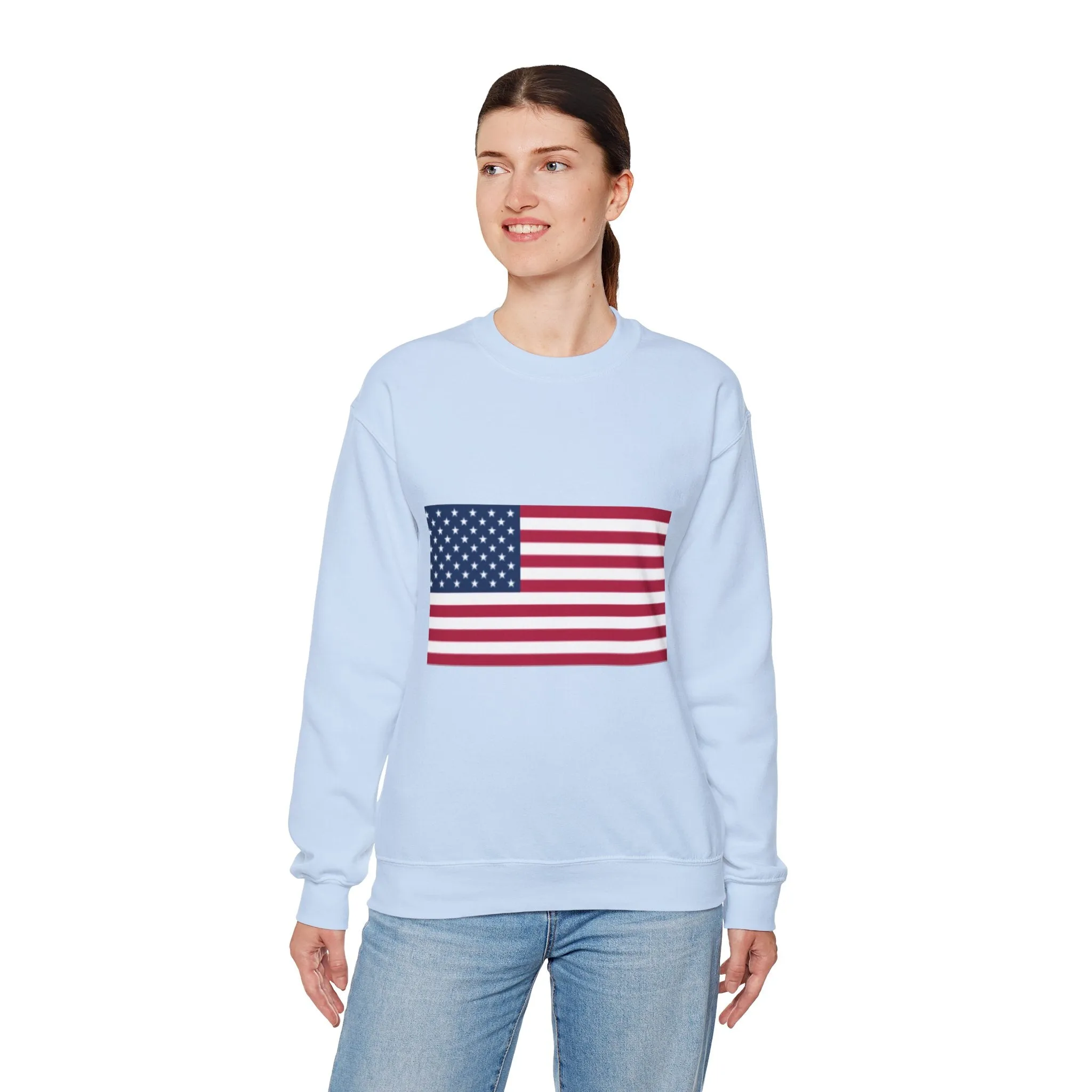 USA Flag Unisex Sweatshirt, Patriotic Crewneck Jumper, Fourth of July Memorial Day Veteran Gift, America Pullover