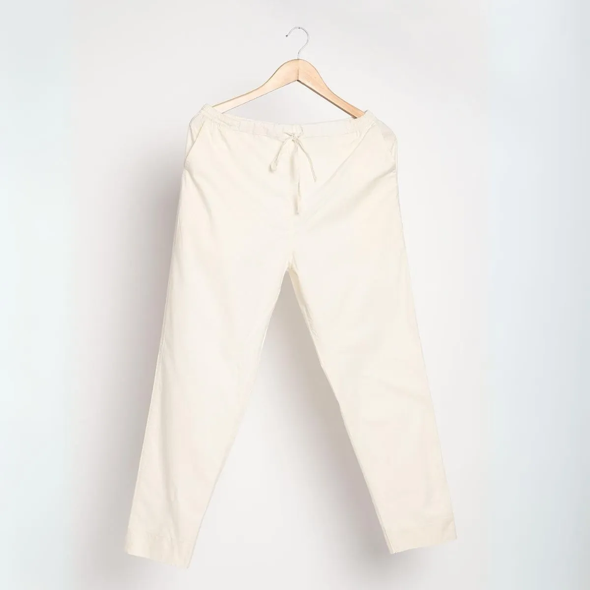 Women's White Slim Fit Kurti Pants | Cotton | Tapered Fit | Lightweight