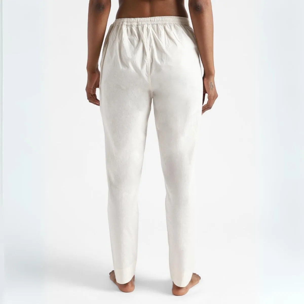 Women's White Slim Fit Kurti Pants | Cotton | Tapered Fit | Lightweight