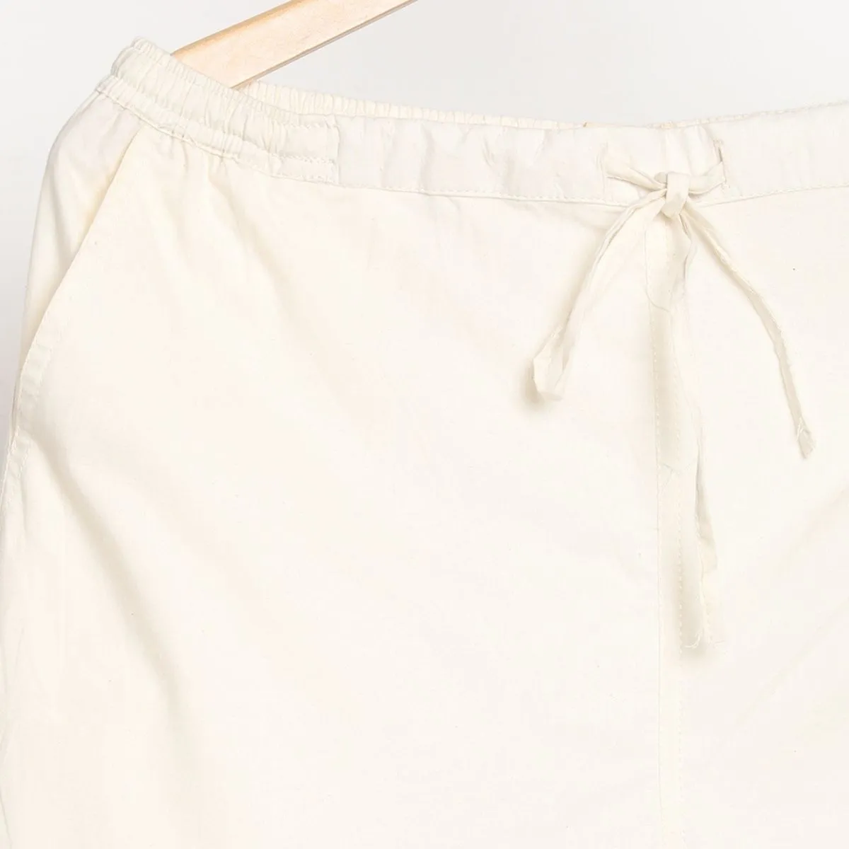 Women's White Slim Fit Kurti Pants | Cotton | Tapered Fit | Lightweight